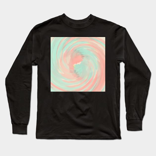 Swirl of Crystal Lines Of Pastel Orange and Green Long Sleeve T-Shirt by Peaceful Space AS